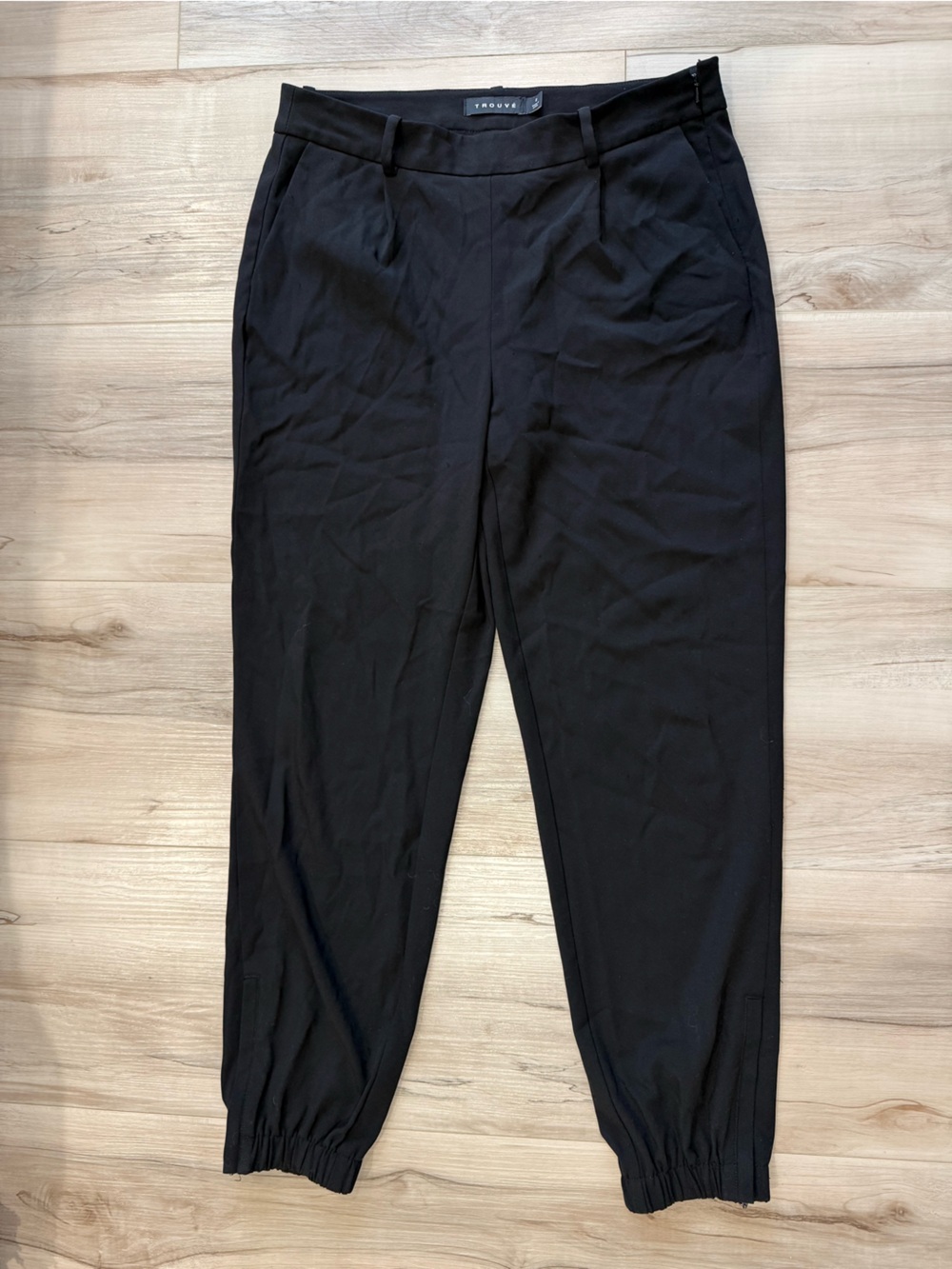 Trouvé Black Elastic Hem High-Rise Trousers